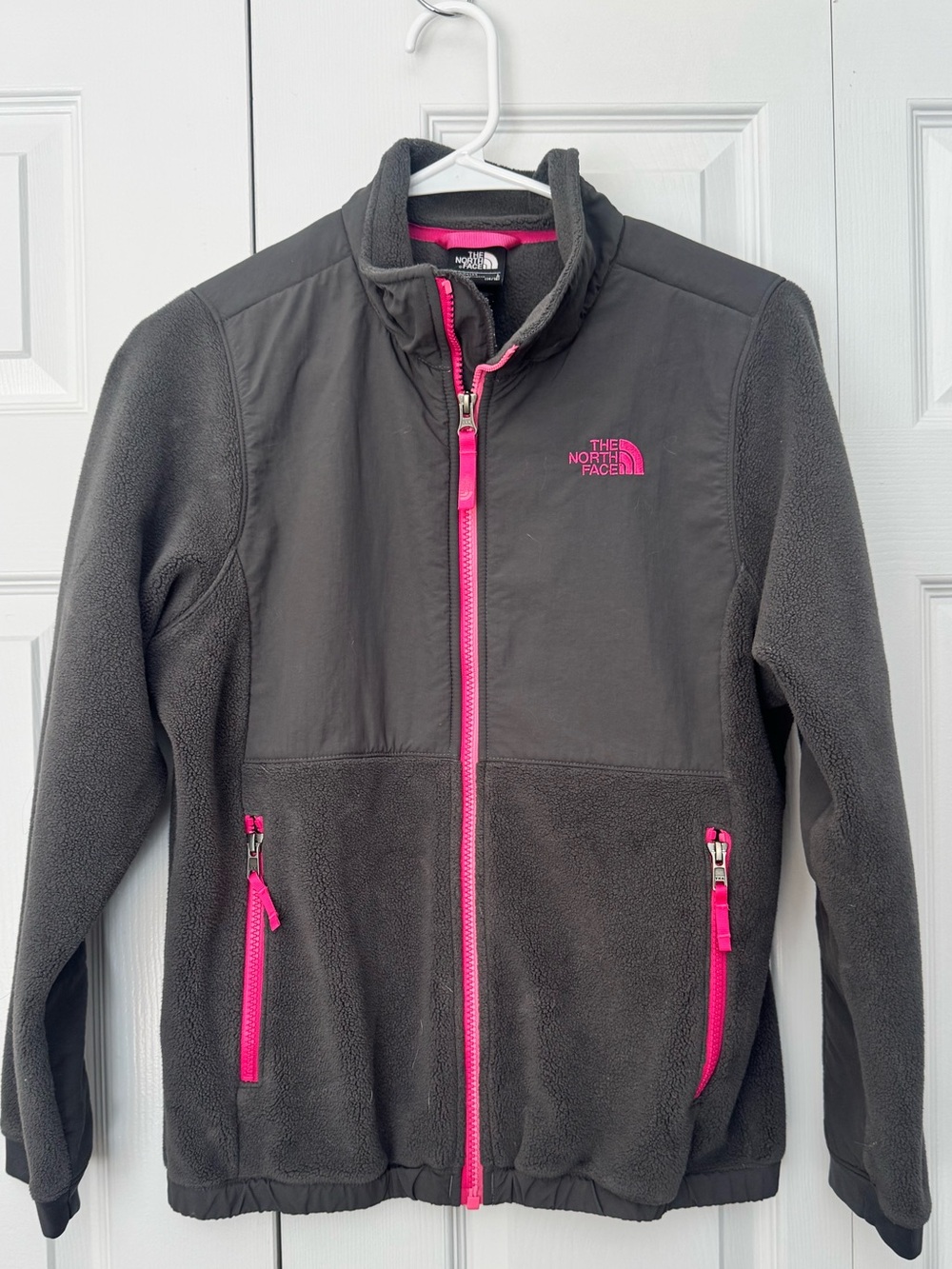 The North Face Girls Denali Fleece Jacket Gray Pink L 14/16